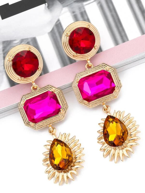 Ladies Beautiful Gemstone Styled Drop Earrings Jewelry