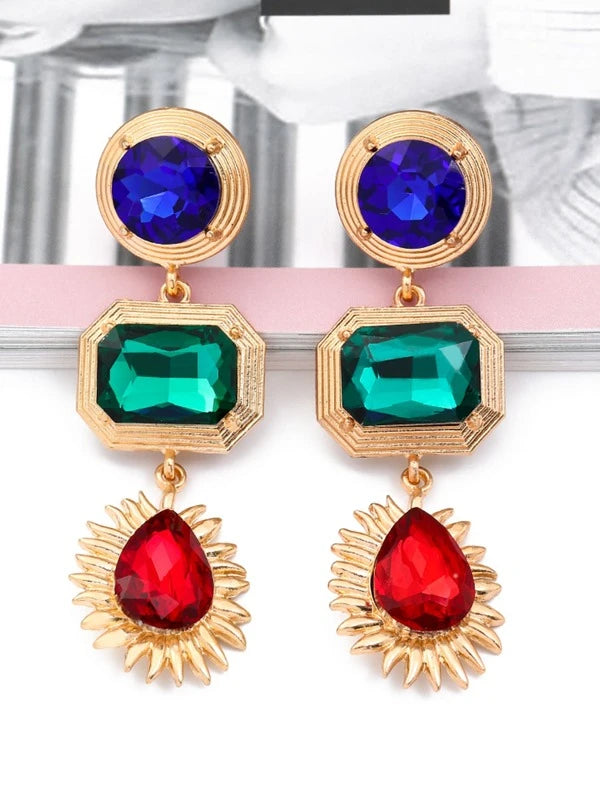 Ladies Beautiful Gemstone Styled Drop Earrings Jewelry
