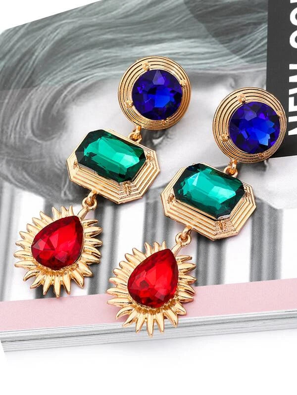Ladies Beautiful Gemstone Styled Drop Earrings Jewelry