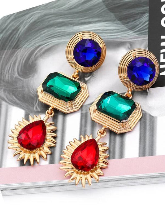 Ladies Beautiful Gemstone Styled Drop Earrings Jewelry