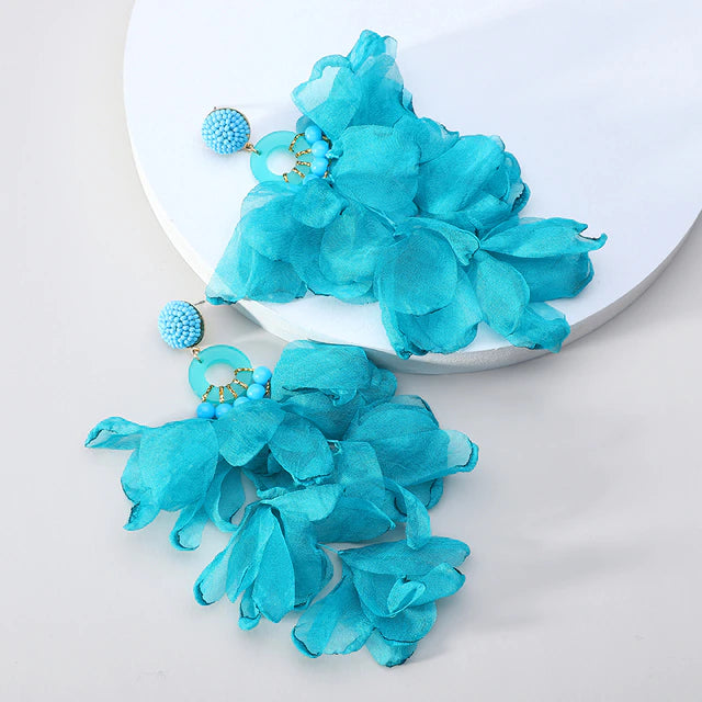 Women’s Trendy Petal Drop Fabric Statement Fashion Earrings Jewelry Accessory