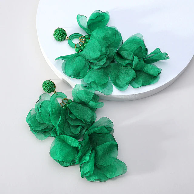 Women’s Trendy Petal Drop Fabric Statement Fashion Earrings Jewelry Accessory