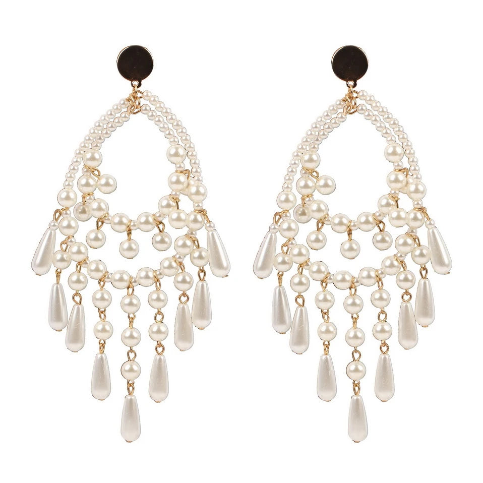 Pearls for Girls Big Dangle Earrings for Women Fashion New  Statement Long Drop Earrings
