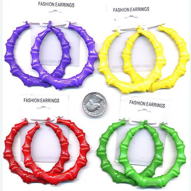 New Women's Big Hoop Large Bamboo Fashion Statement Earrings Jewelry MJB Styled