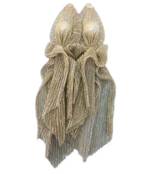 Beautiful Lace Mesh Wrap Pearl Long Statement Fashion Jewelry Ladies Earrings