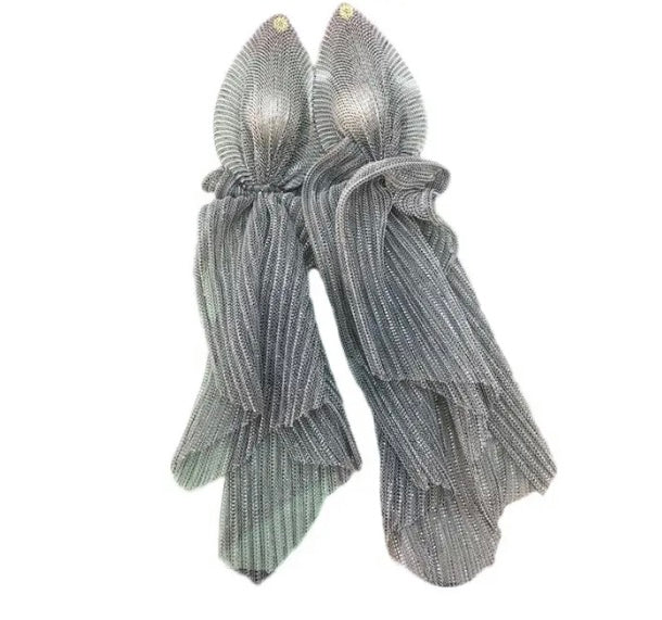Beautiful Lace Mesh Wrap Pearl Long Statement Fashion Jewelry Ladies Earrings