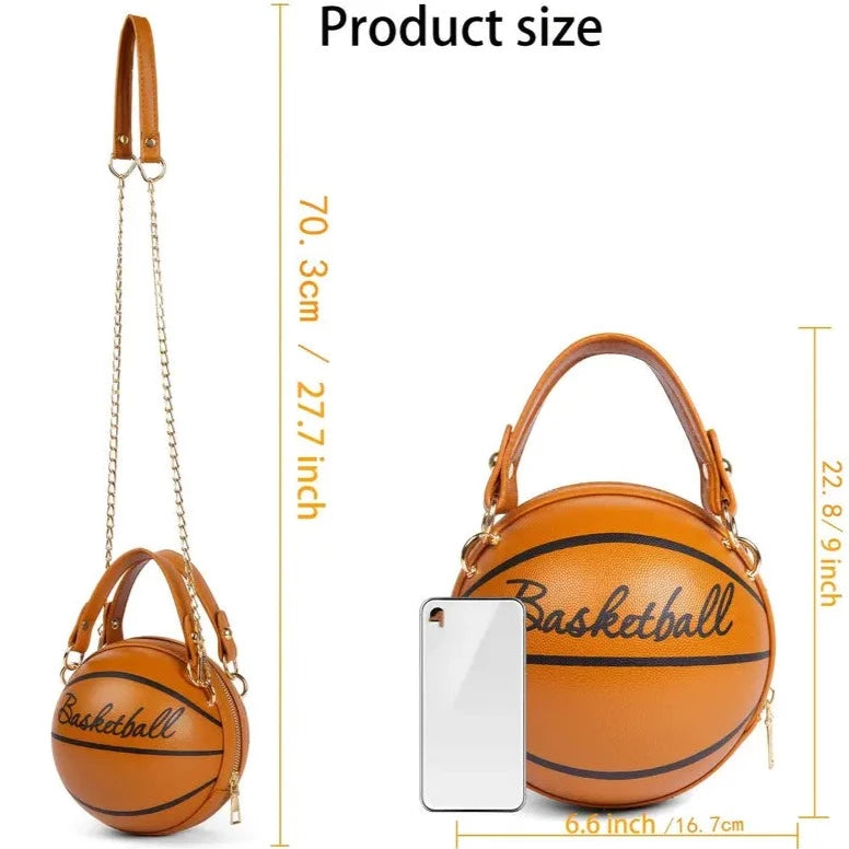 Black Basketball Fashion Shaped Crossbody Bag Trendy Chain Shoulder Bag Purse