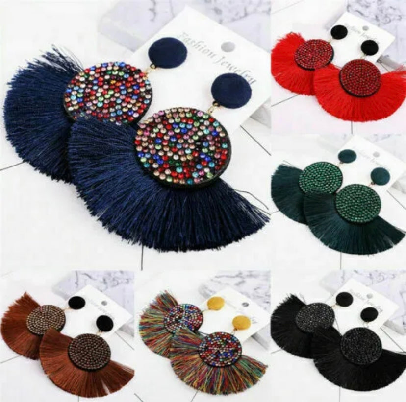 Fan Styled Statement Dangle Earrings for Women Pendant Tassel  Earrings  Jewelry