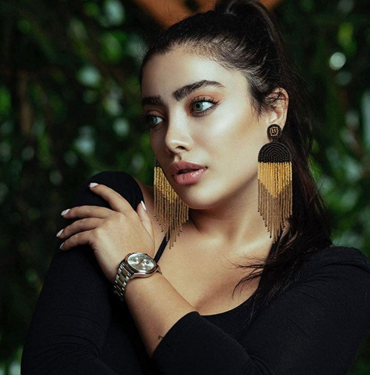 Bohemian Fashion Statement Rice Bead Long Tassel Earrings for Women Accessories