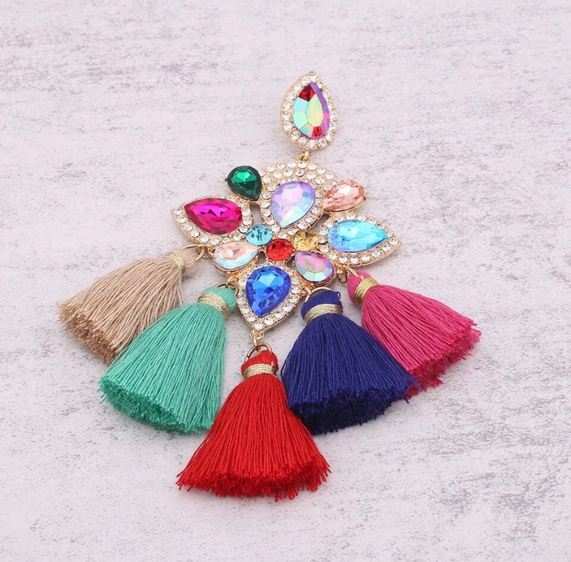 New Luxury Rhinestone Chandelier Drop Fashion Statement Tassel Dangle Hanging Earring Jewelry