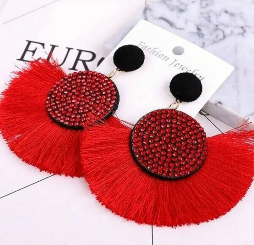 Fan Styled Statement Dangle Earrings for Women Pendant Tassel  Earrings  Jewelry