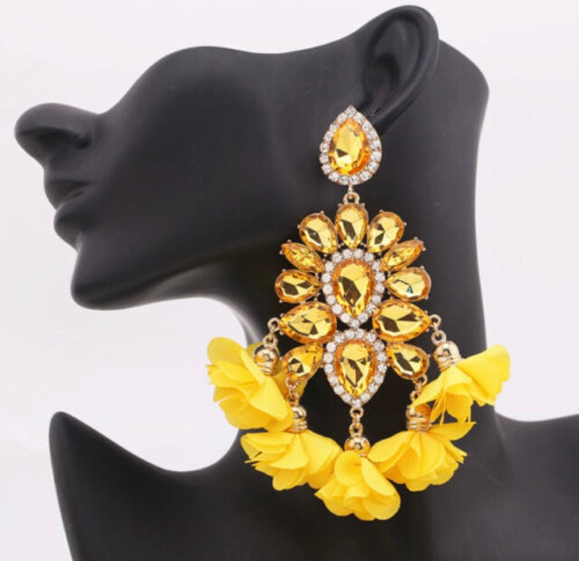 Petal Flower New Fashion Long Drop High Quality Earrings for Women Crystal Luxury  Jewelry