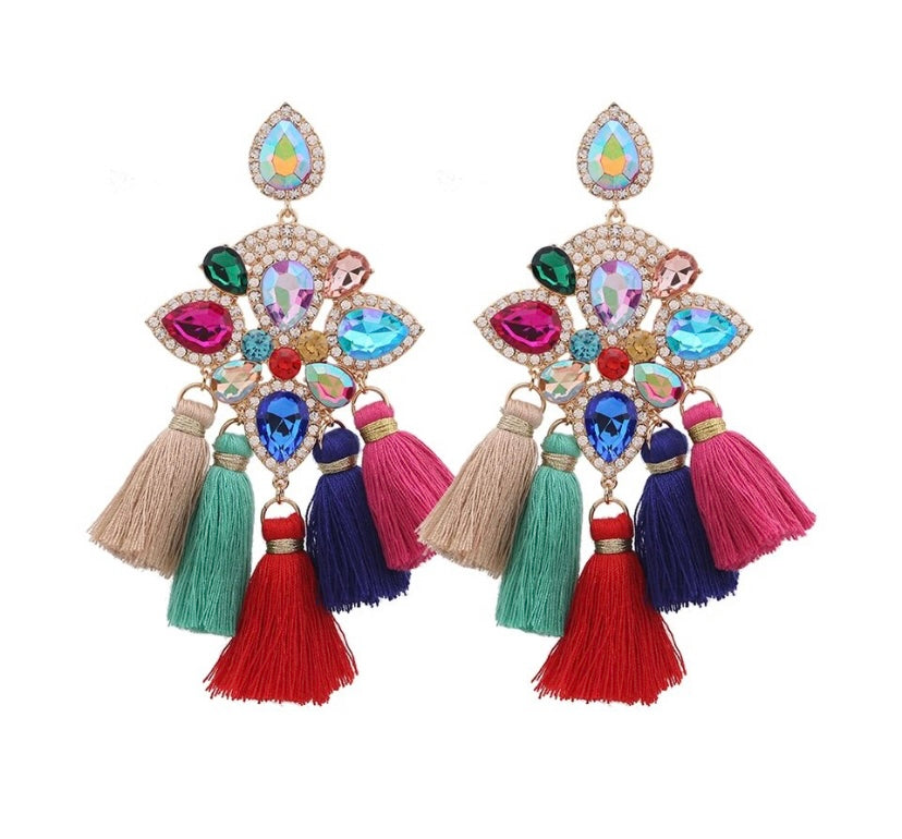 New Luxury Rhinestone Chandelier Drop Fashion Statement Tassel Dangle Hanging Earring Jewelry