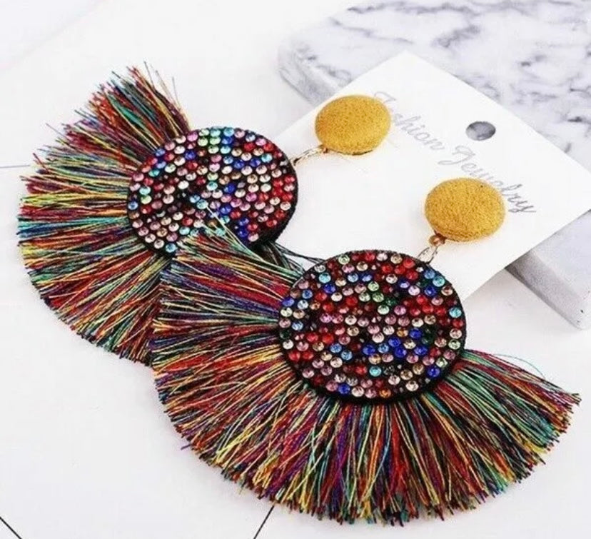 Fan Styled Statement Dangle Earrings for Women Pendant Tassel  Earrings  Jewelry