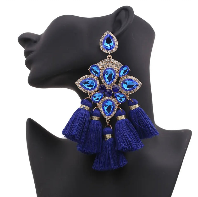 New Luxury Rhinestone Chandelier Drop Fashion Statement Tassel Dangle Hanging Earring Jewelry