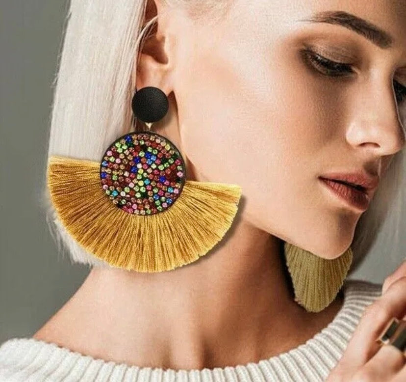 Fan Styled Statement Dangle Earrings for Women Pendant Tassel  Earrings  Jewelry