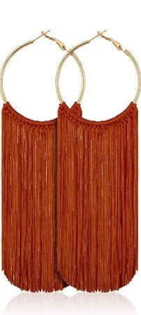 Fringe Styled Hoop Fashion Tassel Dangle Drop Bohemian  Statement Earrings Women Accessories