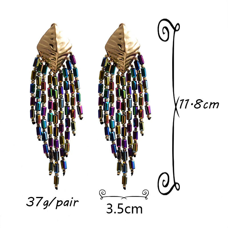 Women Beautiful Trendy New Fashion Statement Dazzle Bling Ladies Beaded Dangle Earrings
