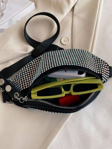 Women's All Over Rhinestone Statement Waist Fanny Pack Ladies Tote Accessory