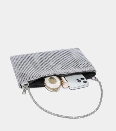 Women's Shimmer Silver Baguette Fashionista Statement Shoulder Purse Tote