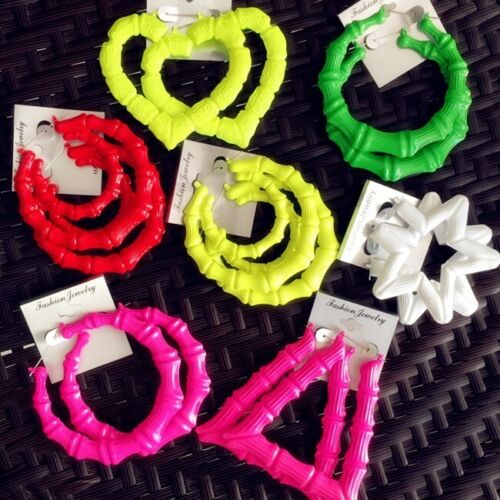 New Women's Big Hoop Large Bamboo Fashion Statement Earrings Jewelry MJB Styled