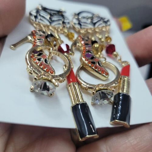 Sassy Diva Fashion Exaggerated Bag Lipstick High Heels Women Tassel Statement Earrings