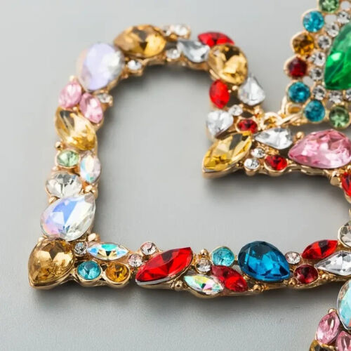 Women's Fashion Drop Earrings Statement Heart Shape Full Of Shiny Rhinestone  Beautiful Colors