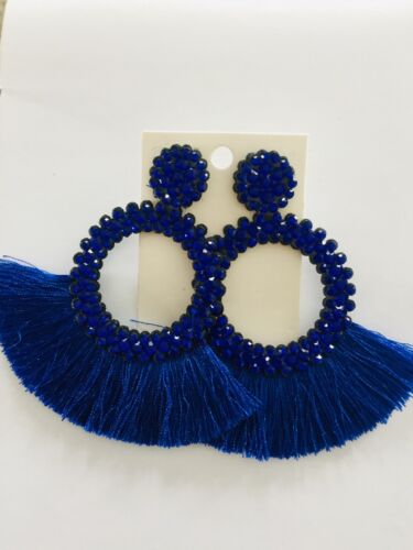Cute Trendy Tassel Crystal Feathered Statement Fashion Rhinestone Earrings Women’s