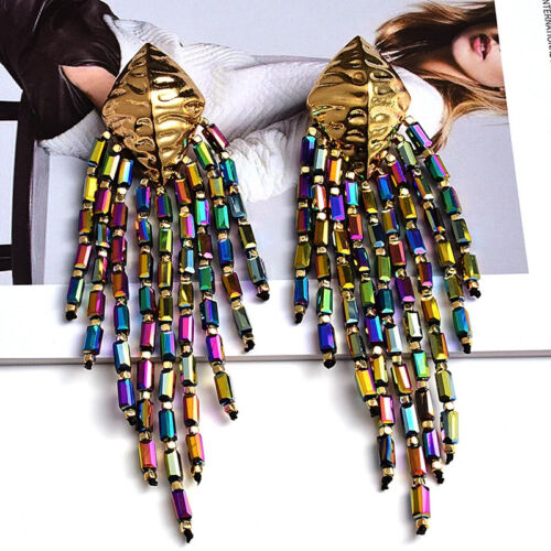Women Beautiful Trendy New Fashion Statement Dazzle Bling Ladies Beaded Dangle Earrings