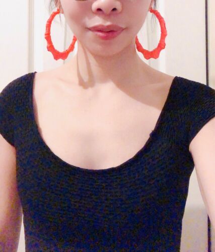 New Women's Big Hoop Large Bamboo Fashion Statement Earrings Jewelry MJB Styled