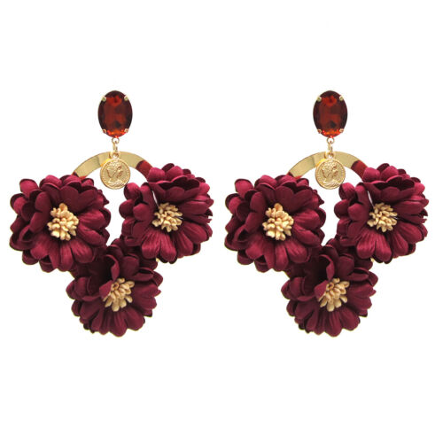 Summer Spring Flower Fashion Statement Pendant Rhinestone for Women Dangle Luxury Earrings Accessories
