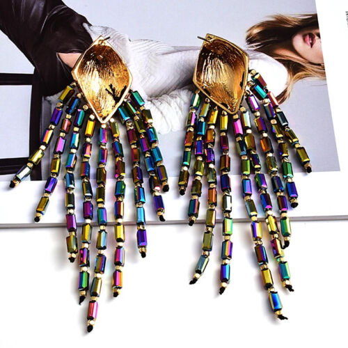 Women Beautiful Trendy New Fashion Statement Dazzle Bling Ladies Beaded Dangle Earrings