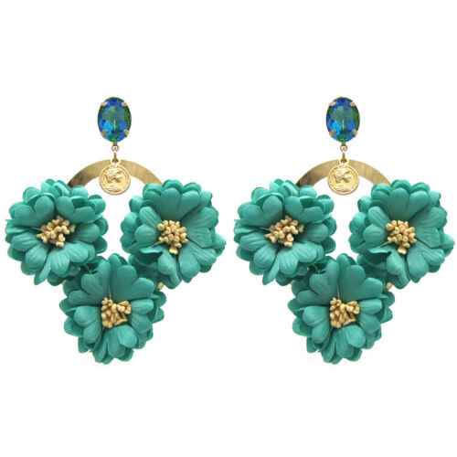 Summer Spring Flower Fashion Statement Pendant Rhinestone for Women Dangle Luxury Earrings Accessories