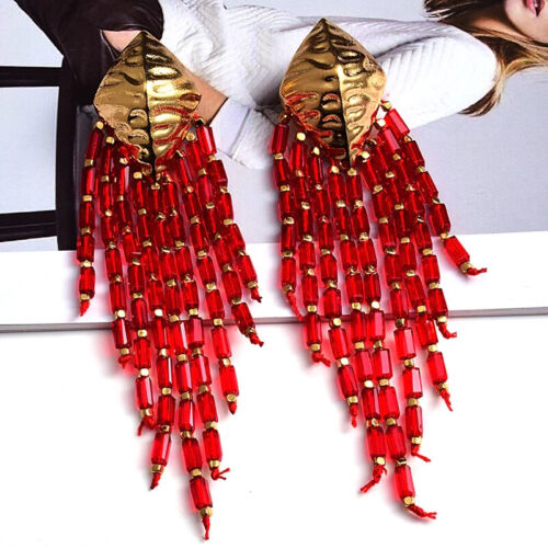Women Beautiful Trendy New Fashion Statement Dazzle Bling Ladies Beaded Dangle Earrings
