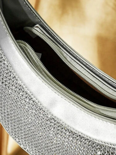 Women's Silver Metallic Rhinestone Fashion Statement Chain Novelty Bag