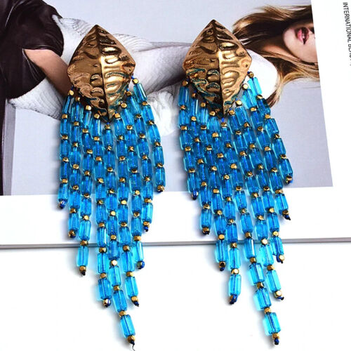 Women Beautiful Trendy New Fashion Statement Dazzle Bling Ladies Beaded Dangle Earrings