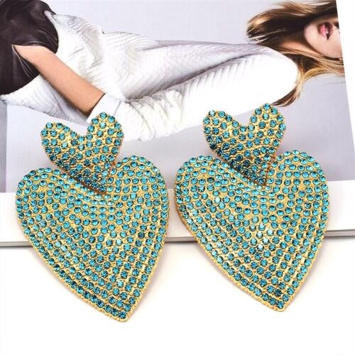 Stunning Fashion Love Heart Shape Rhinestone Drop Earrings for Women Accessories